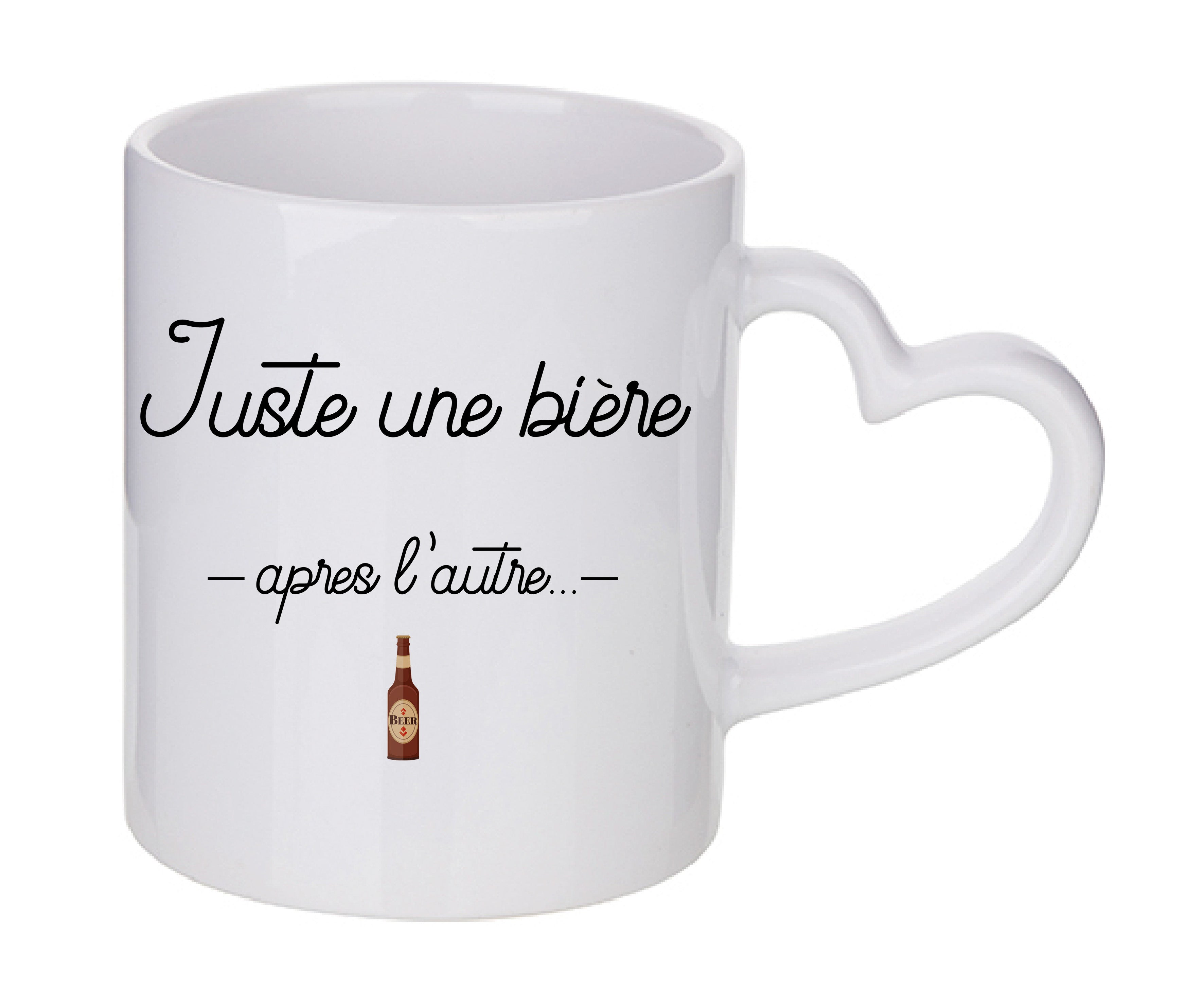 Mug coeur personnalisé Juste une biere