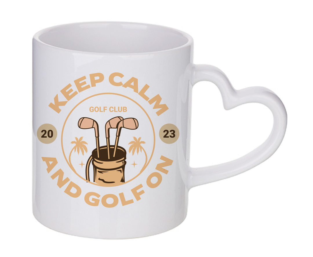 Mug coeur personnalisé Keep calm and golf on