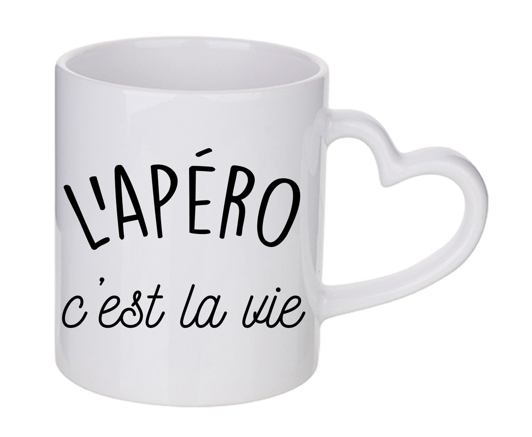 Mug coeur personnalisé L'apero c'est la vie