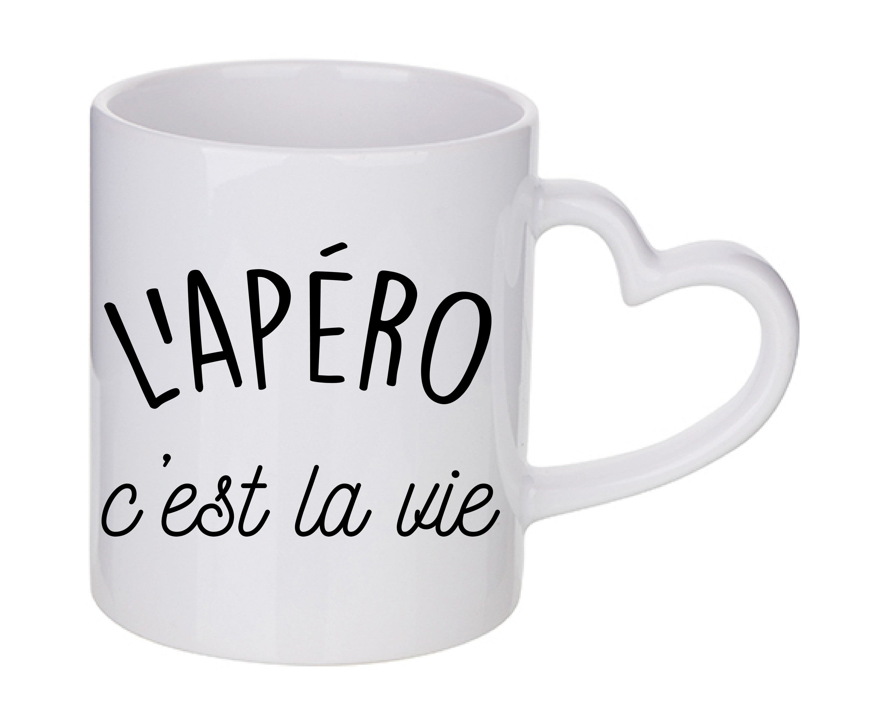 Mug coeur personnalisé L'apero c'est la vie