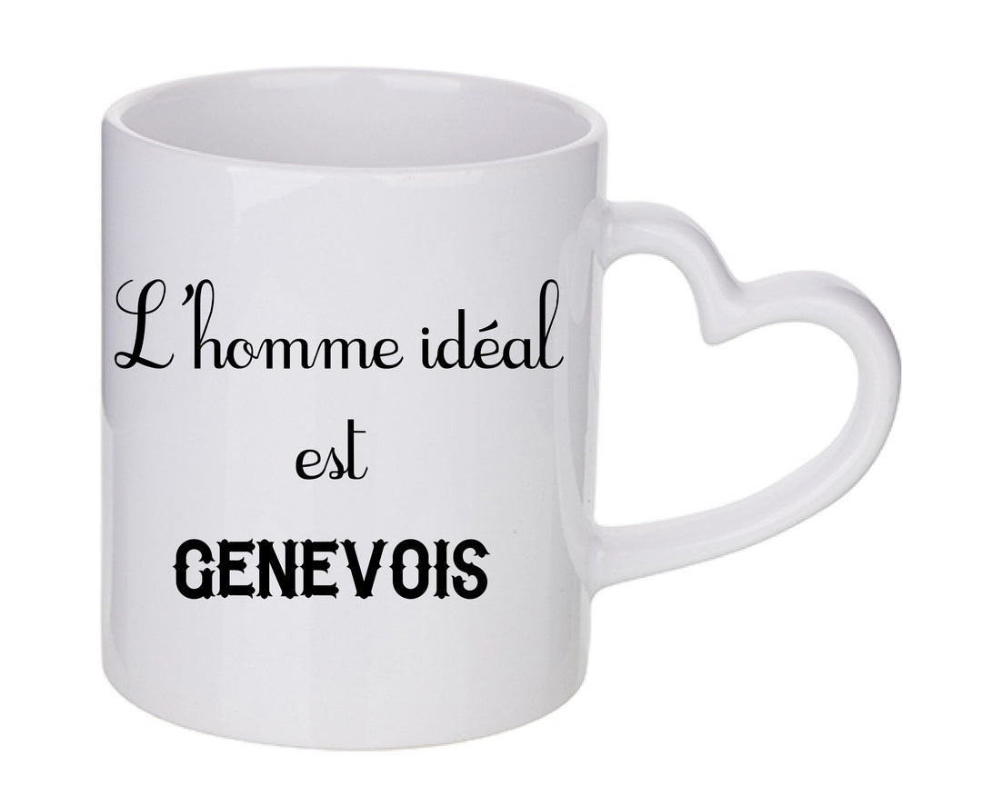 Mug coeur personnalisé L'homme ideal Genevois