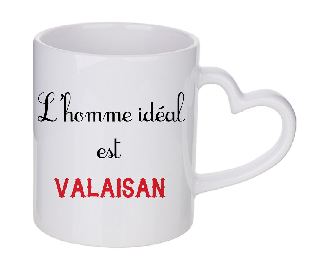 Mug coeur personnalisé L'homme ideal Valaisan