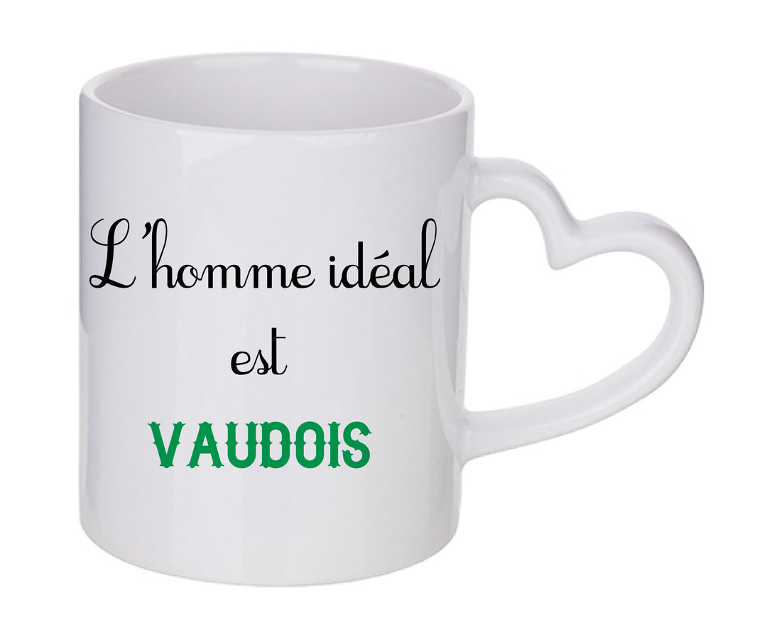 Mug coeur personnalisé L'homme ideal Vaudois