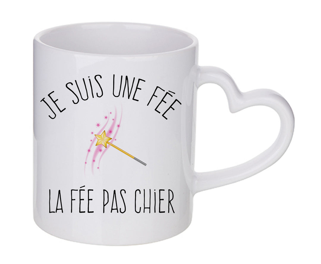 Mug coeur personnalisé La fée pas chier