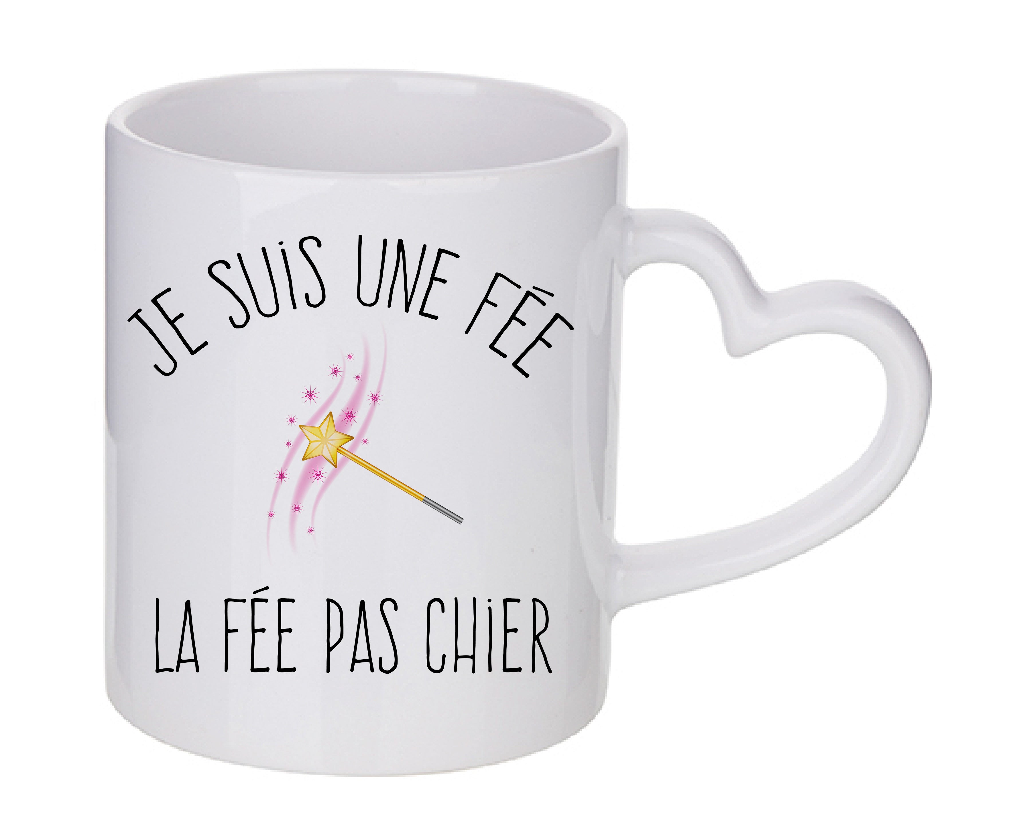 Mug coeur personnalisé La fée pas chier