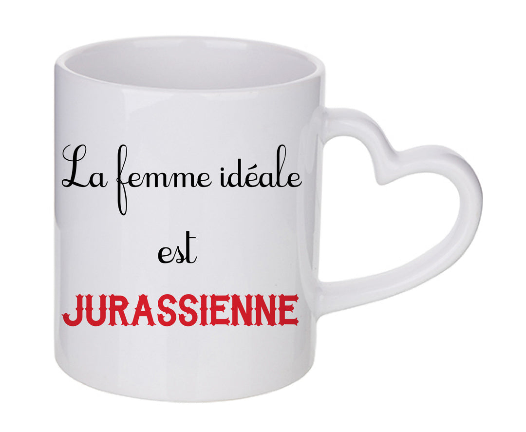 Mug coeur personnalisé La femme idéale est Jurassienne