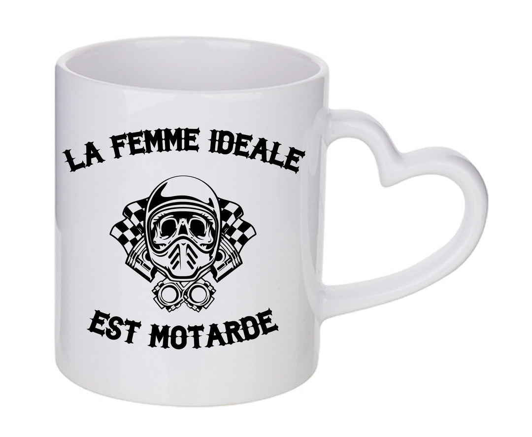 Mug coeur personnalisé La femme idéale est motarde
