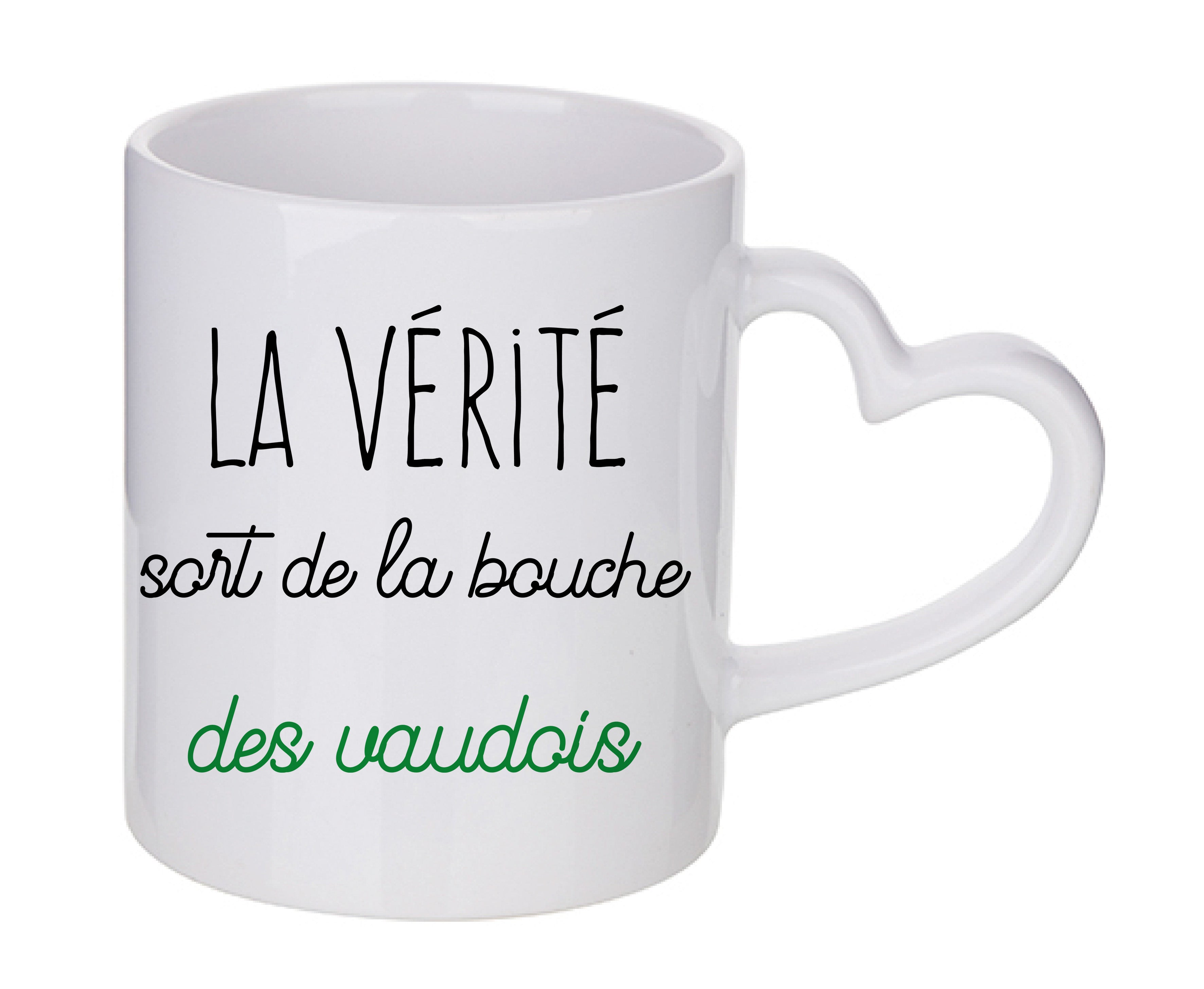 Mug coeur personnalisé La verite sort de la bouche des vaudois
