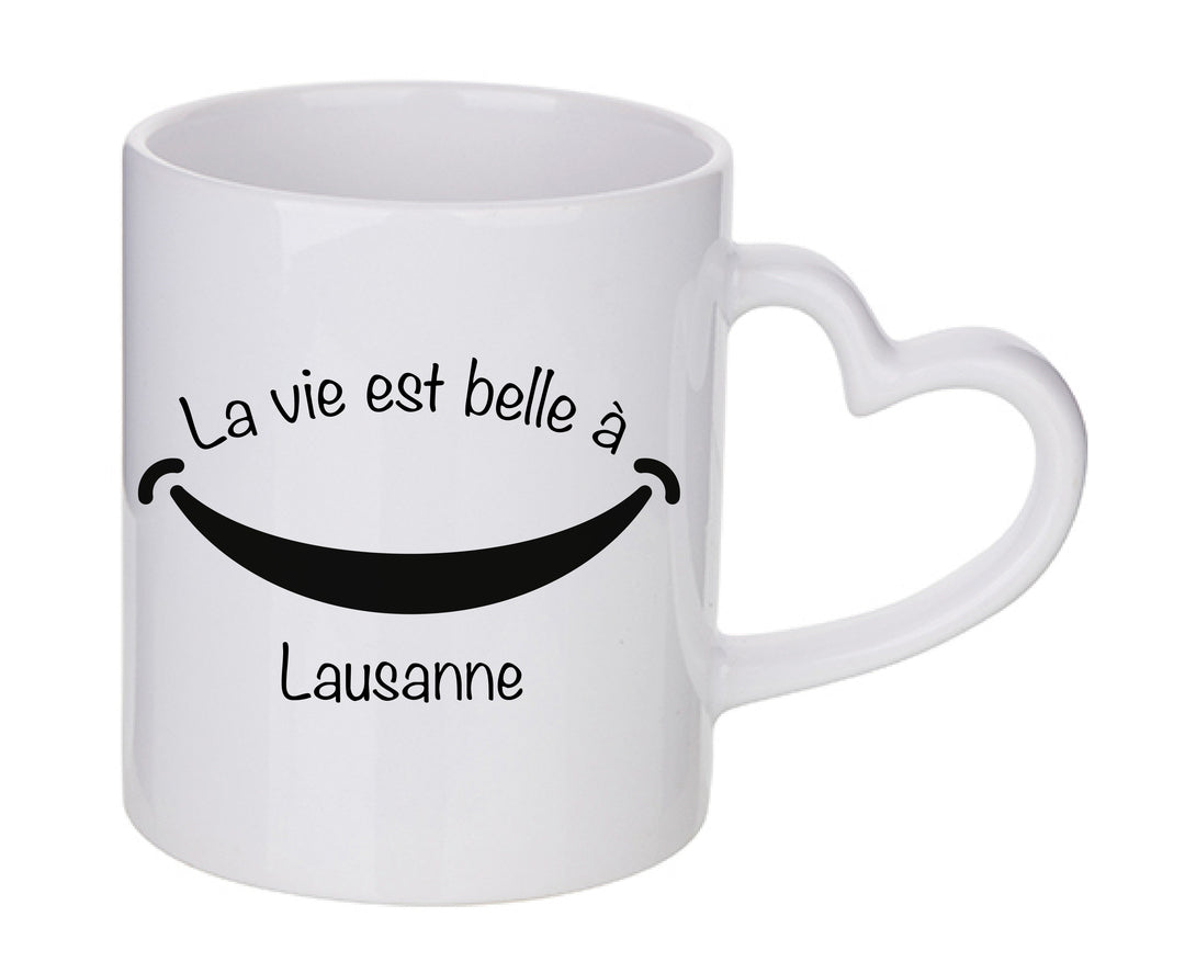 Mug coeur personnalisé La vie est belle à