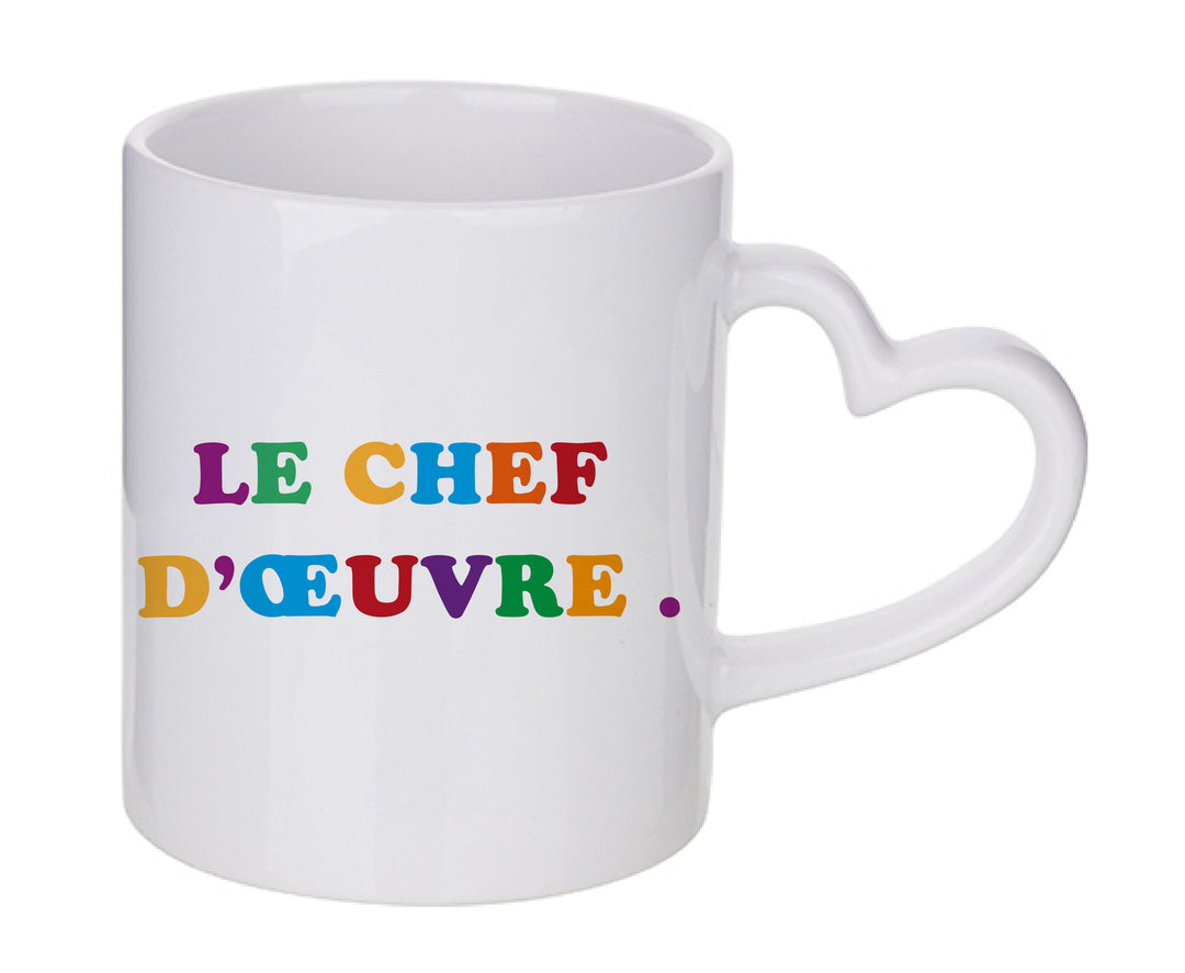 Mug coeur personnalisé Le chef d'oeuvre