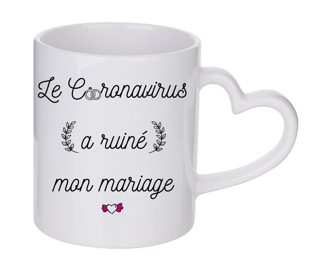 Mug coeur personnalisé Le coronavirus a ruiné mon mariage