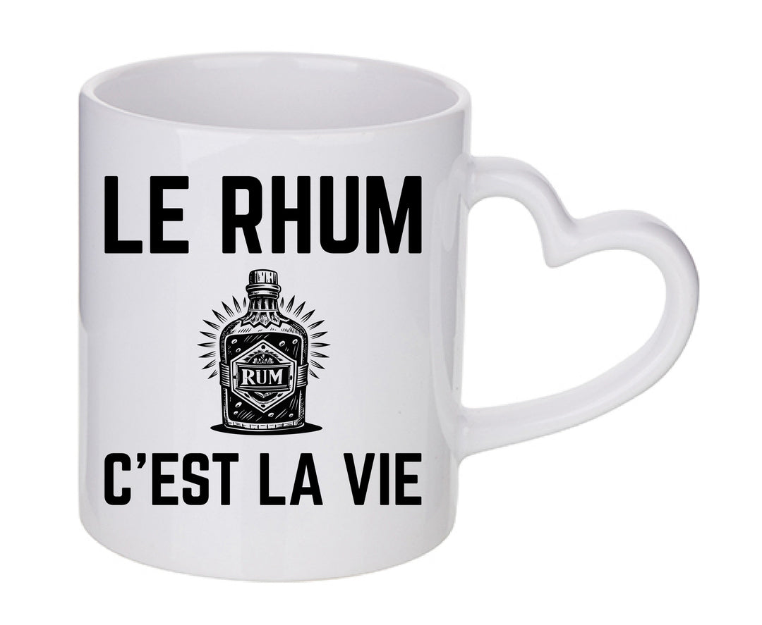 Mug coeur personnalisé Le rhum c'est la vie