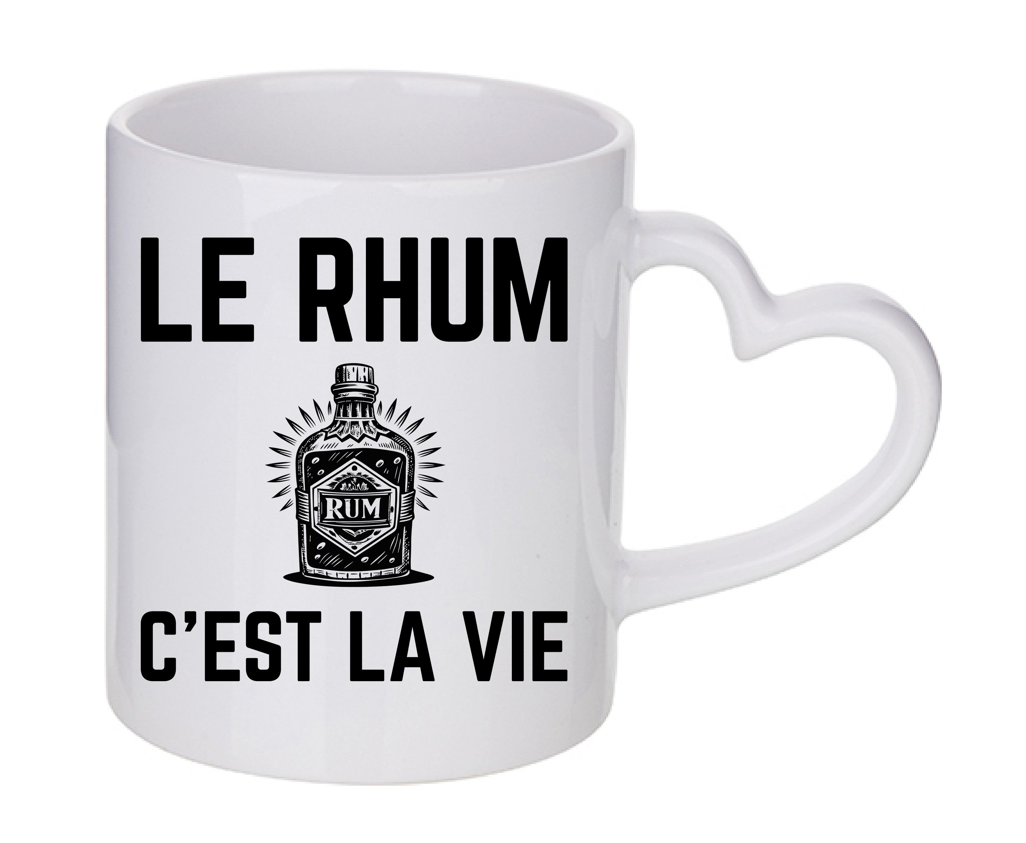 Mug coeur personnalisé Le rhum c'est la vie