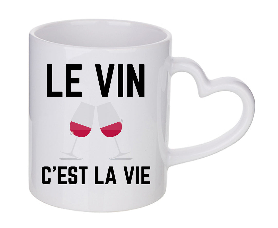 Mug coeur personnalisé Le vin c'est la vie