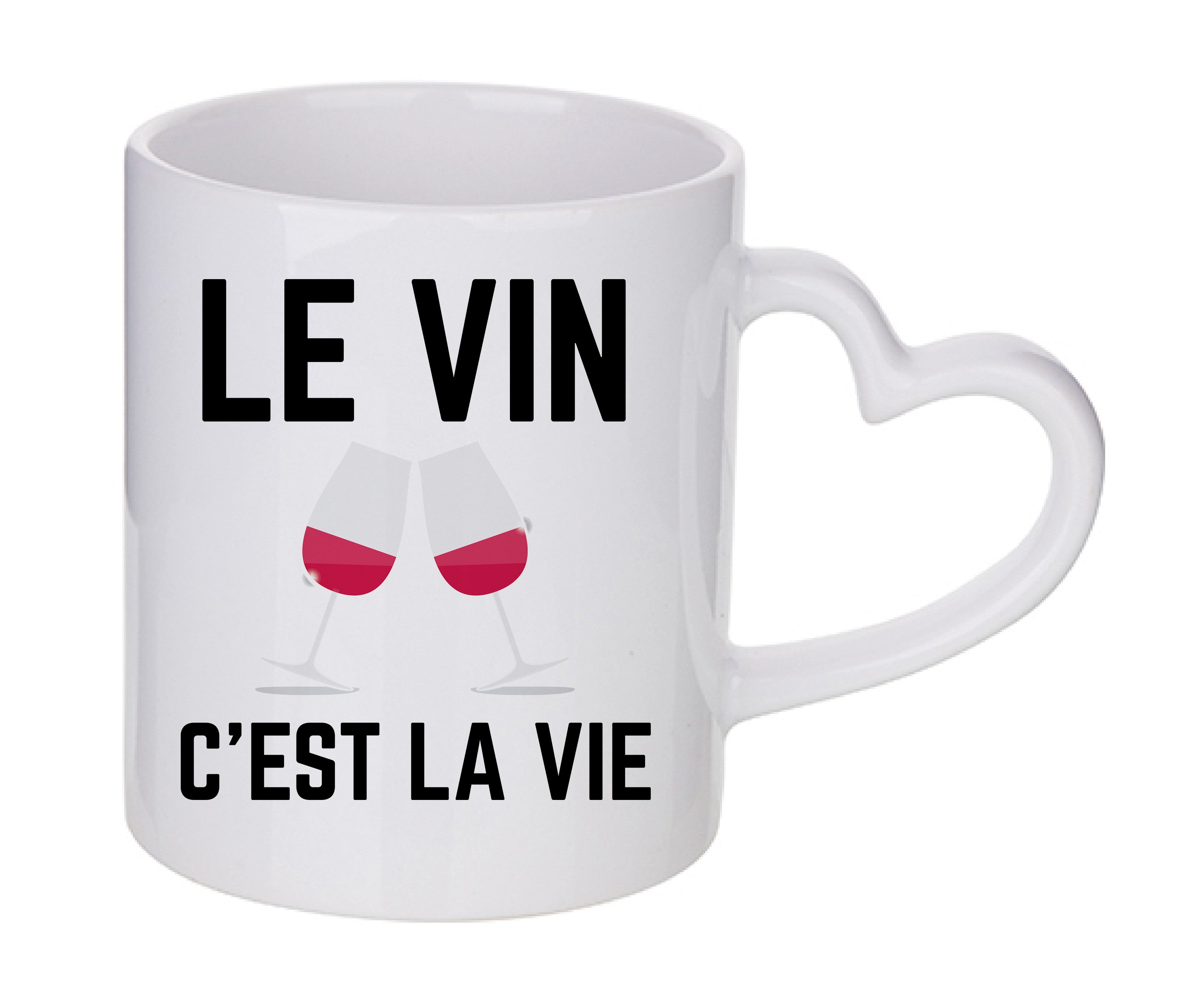 Mug coeur personnalisé Le vin c'est la vie