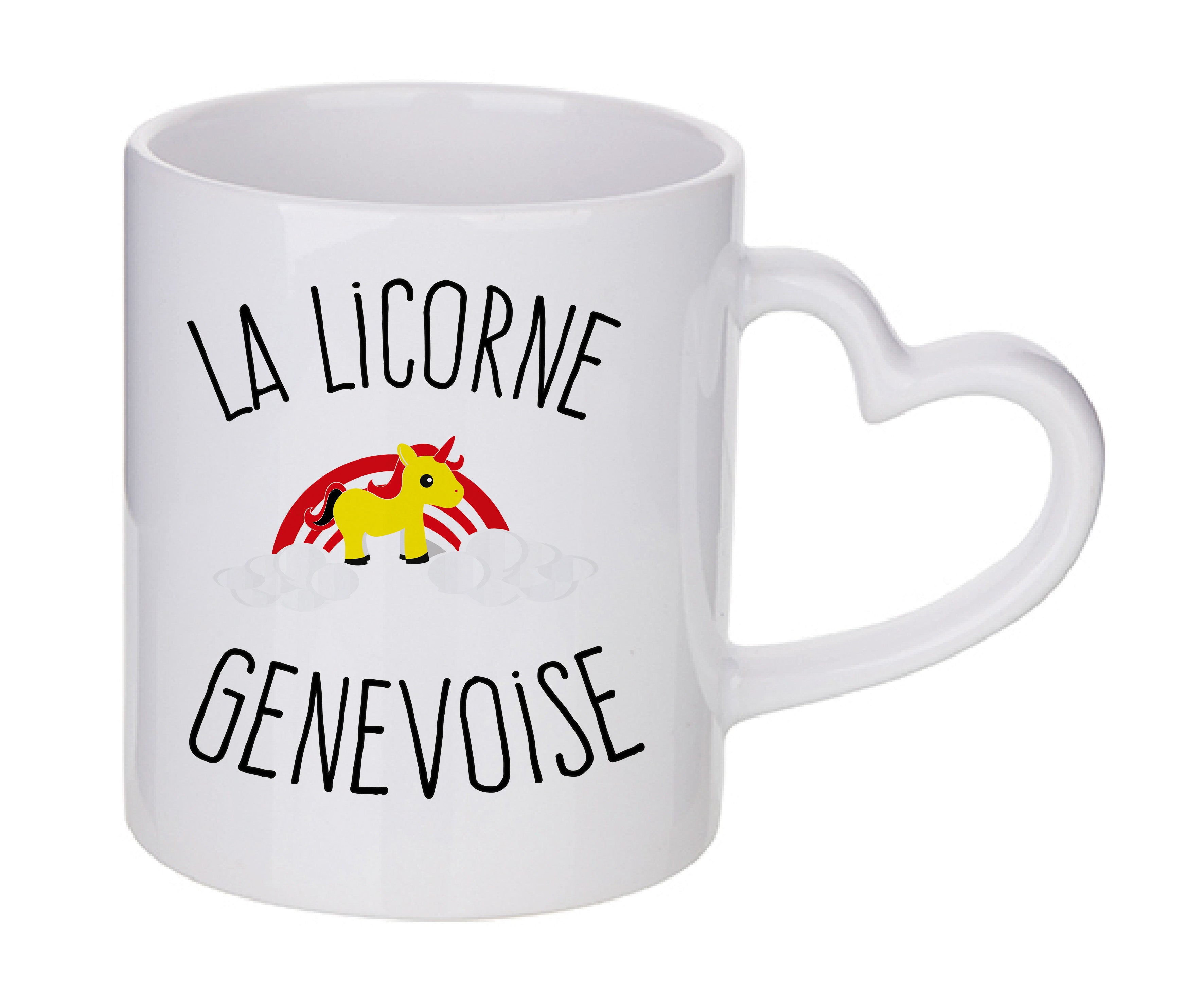 Mug coeur personnalisé Licorne genevoise