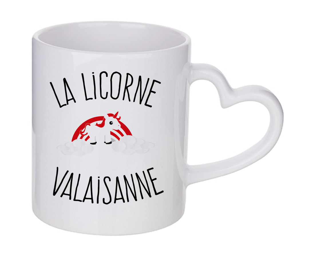 Mug coeur personnalisé Licorne valaisanne