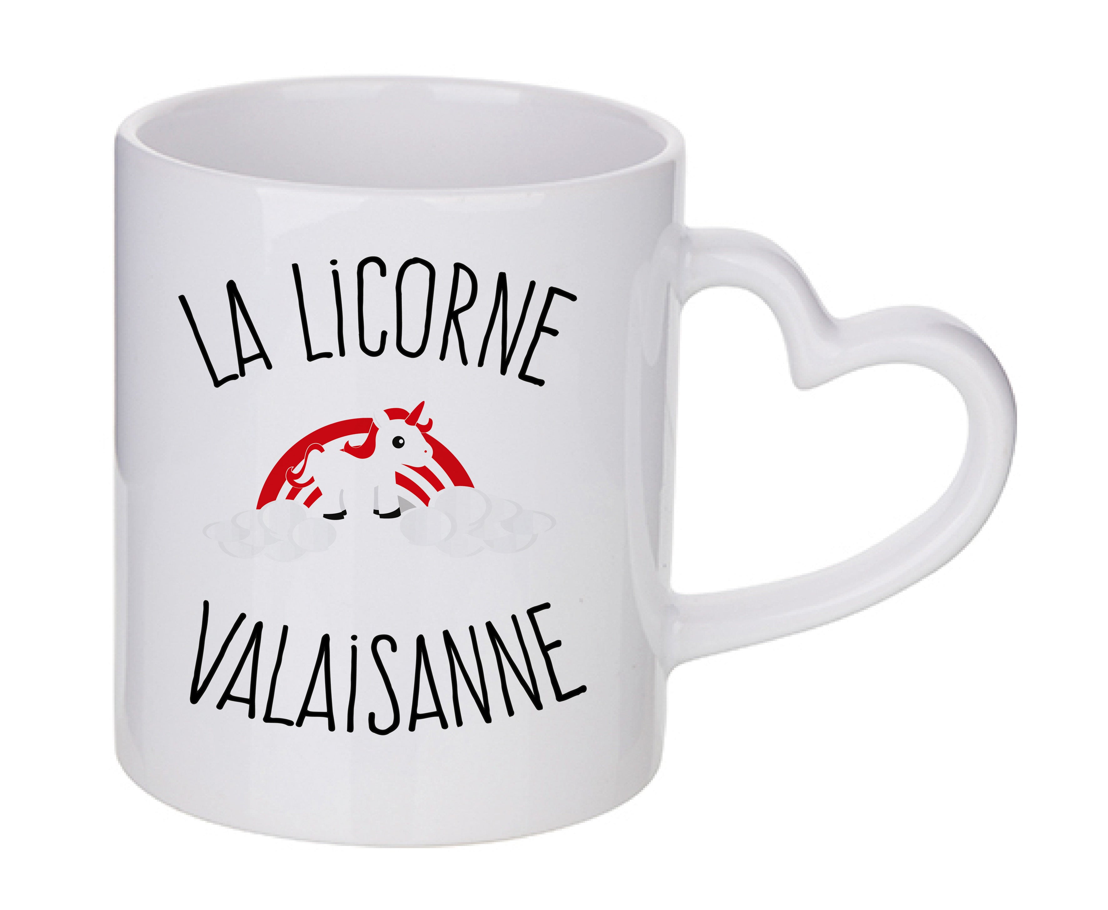 Mug coeur personnalisé Licorne valaisanne