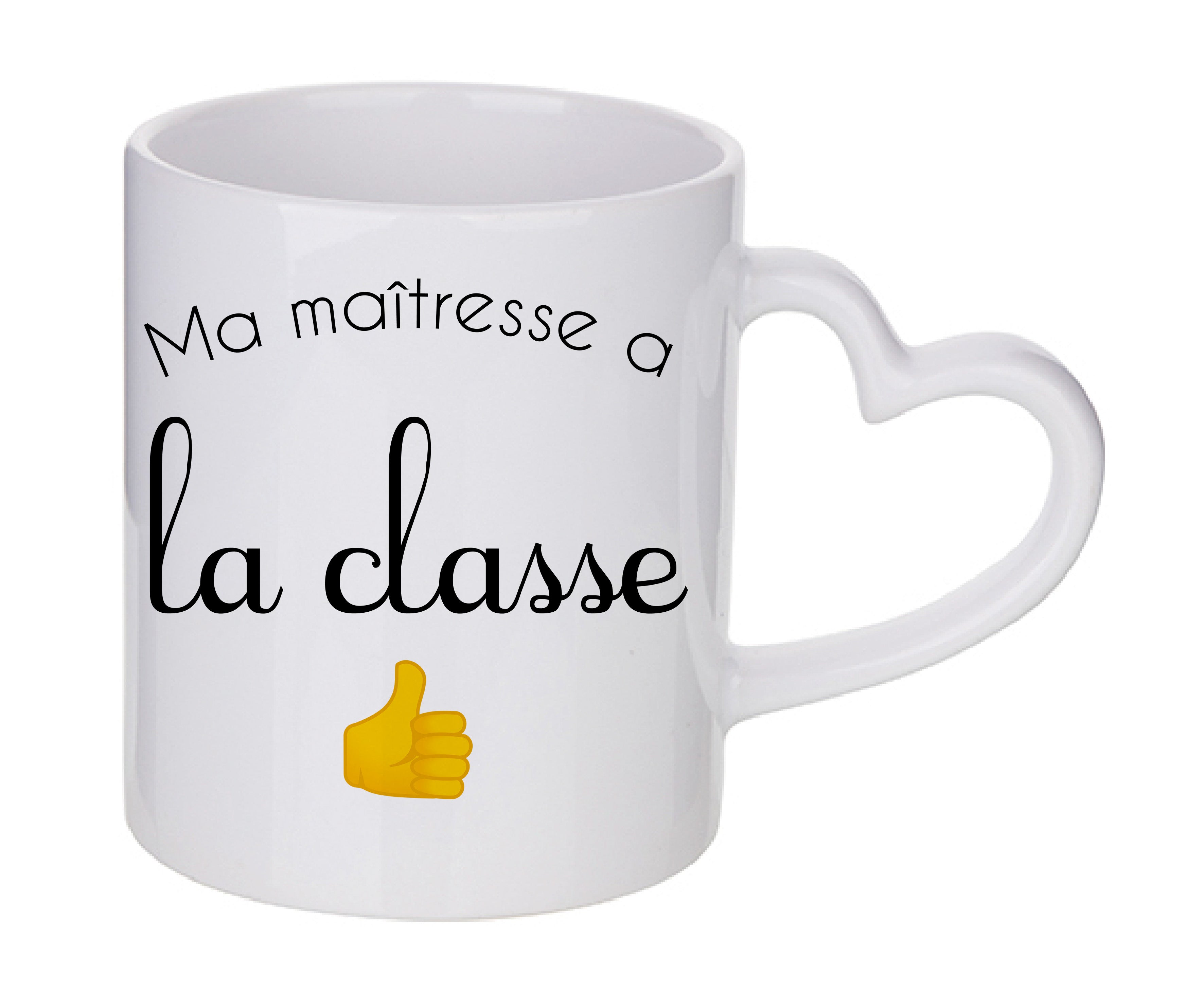 Mug coeur personnalisé Ma maitresse a la classe
