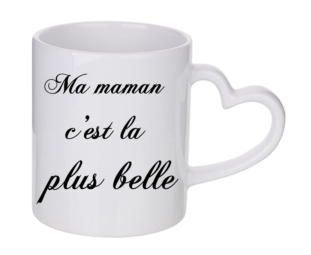 Mug coeur personnalisé Ma maman c'est la plus belle