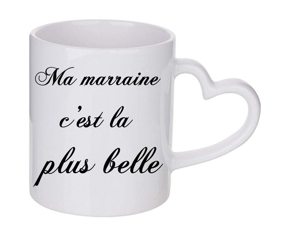 Mug coeur personnalisé Ma marraine c'est la plus belle