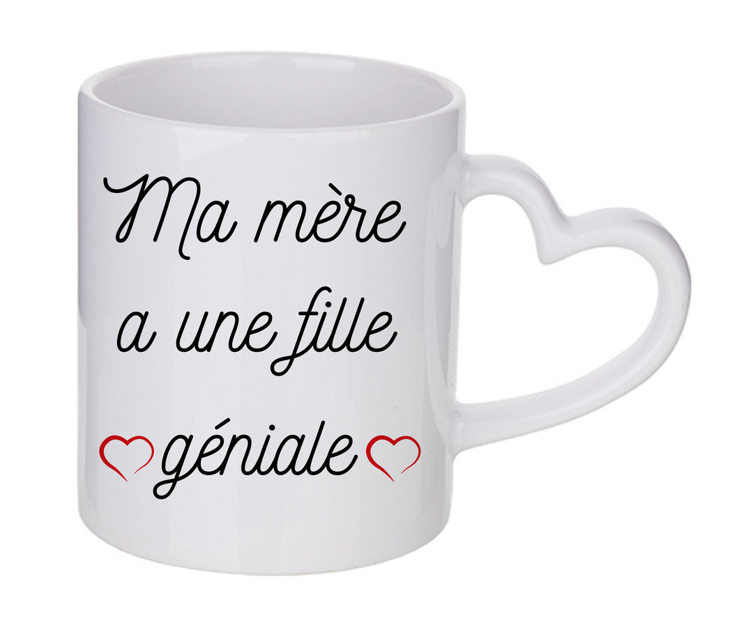 Mug coeur personnalisé Ma mère a une fille géniale