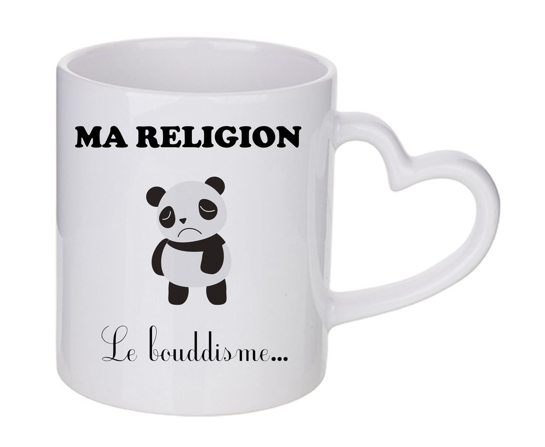 Mug coeur personnalisé Ma religion la boudisme