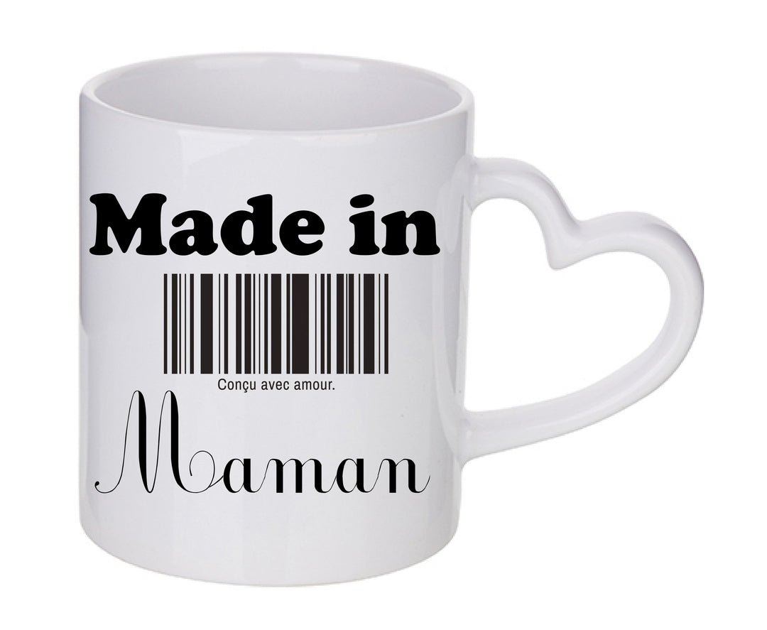 Mug coeur personnalisé Made in Maman