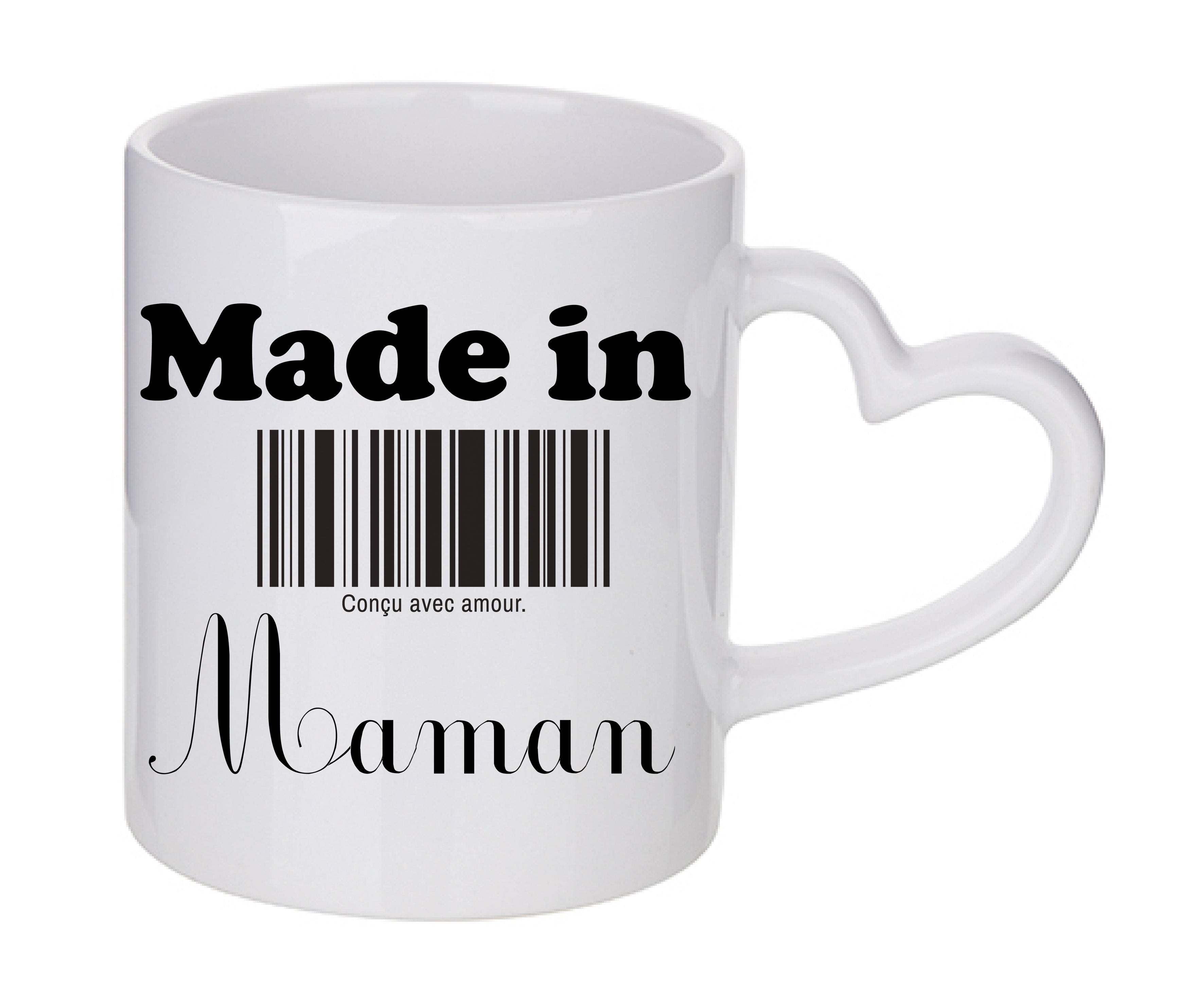 Mug coeur personnalisé Made in Maman
