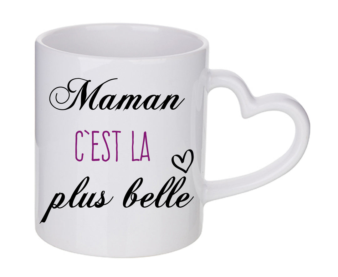 Mug coeur personnalisé Maman c'est la plus belle