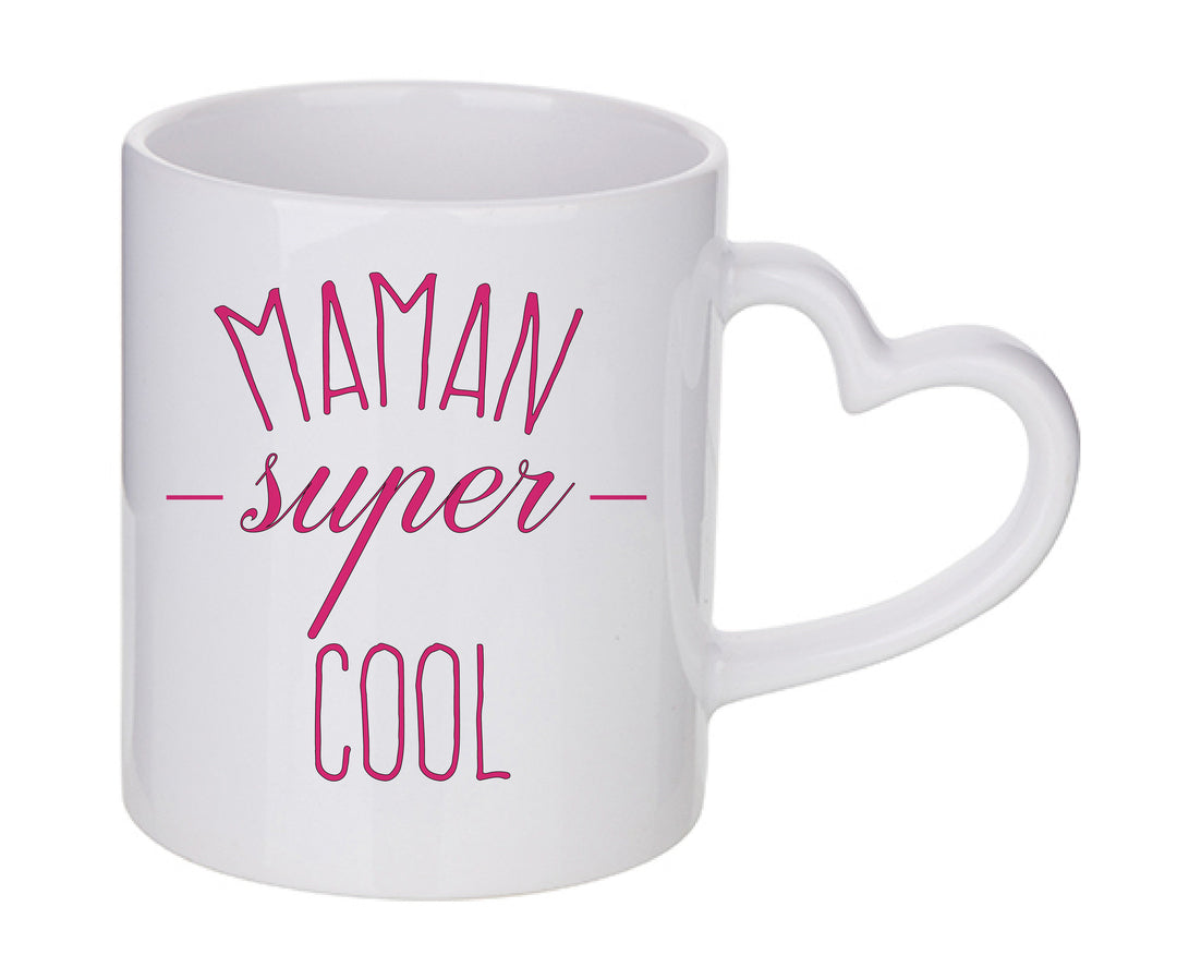 Mug coeur personnalisé Maman super cool