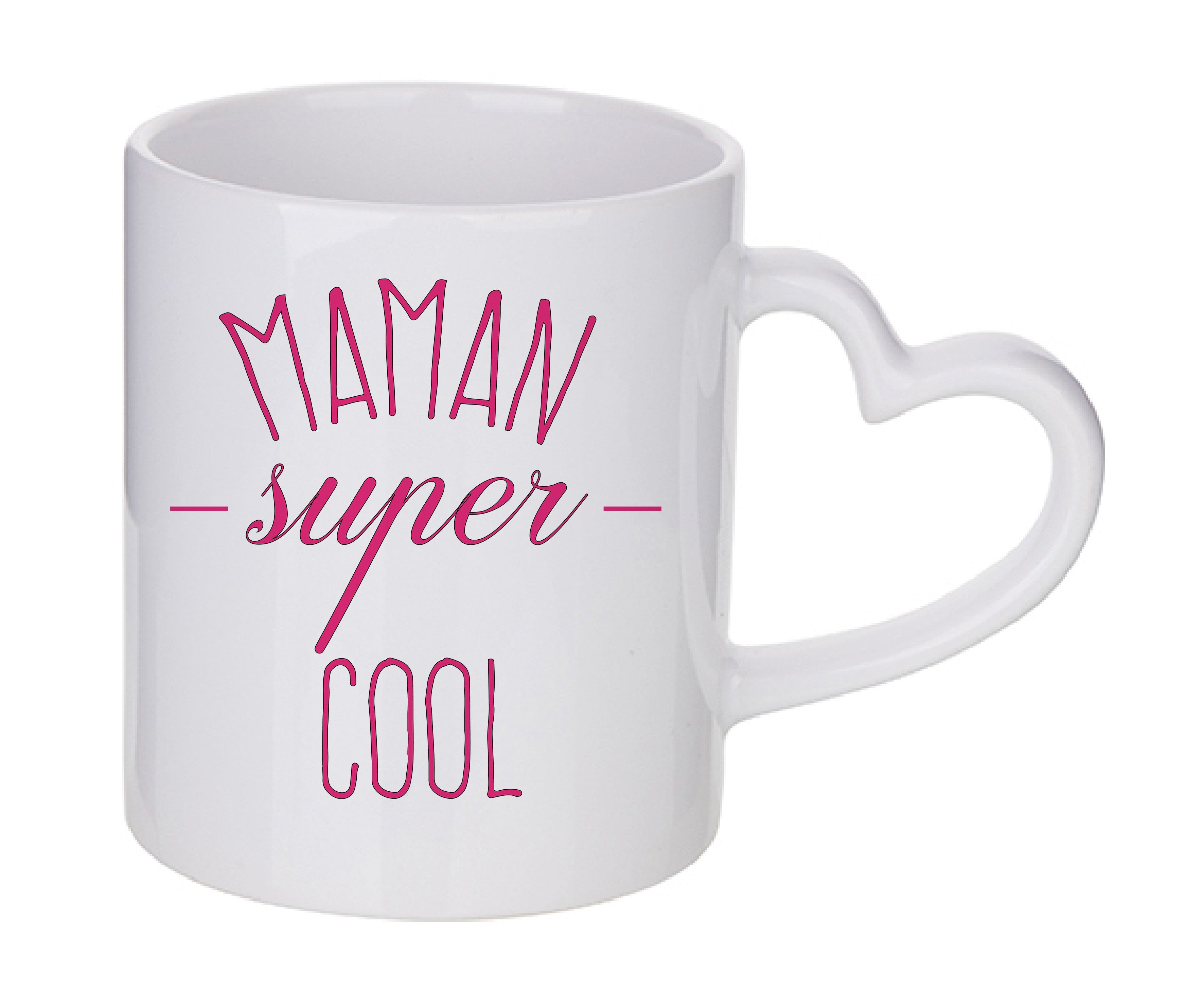 Mug coeur personnalisé Maman super cool