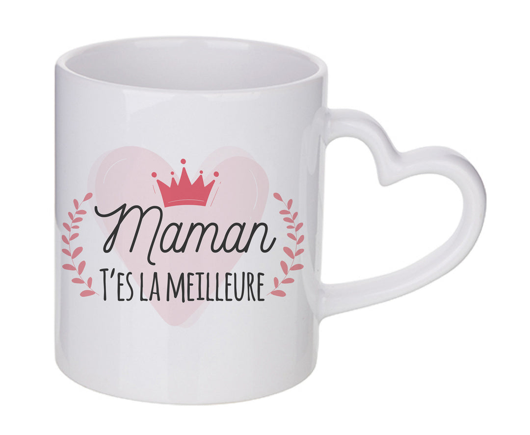 Mug coeur personnalisé Maman t'es la meilleure à personnaliser