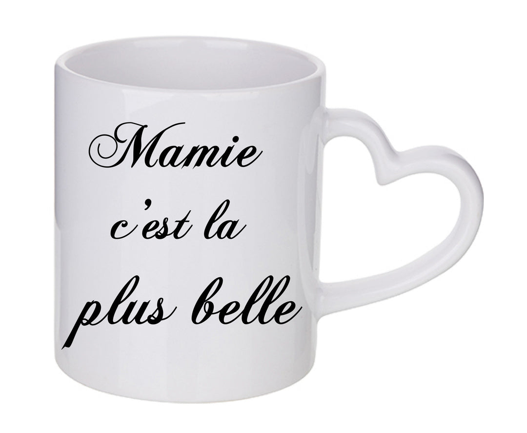 Mug coeur personnalisé Mamie c'est la plus belle