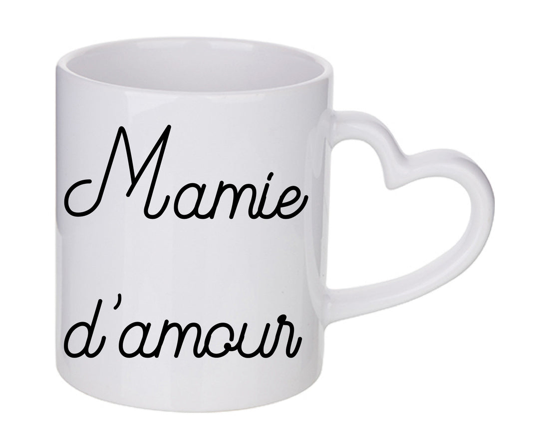 Mug coeur personnalisé Mamie d'amour