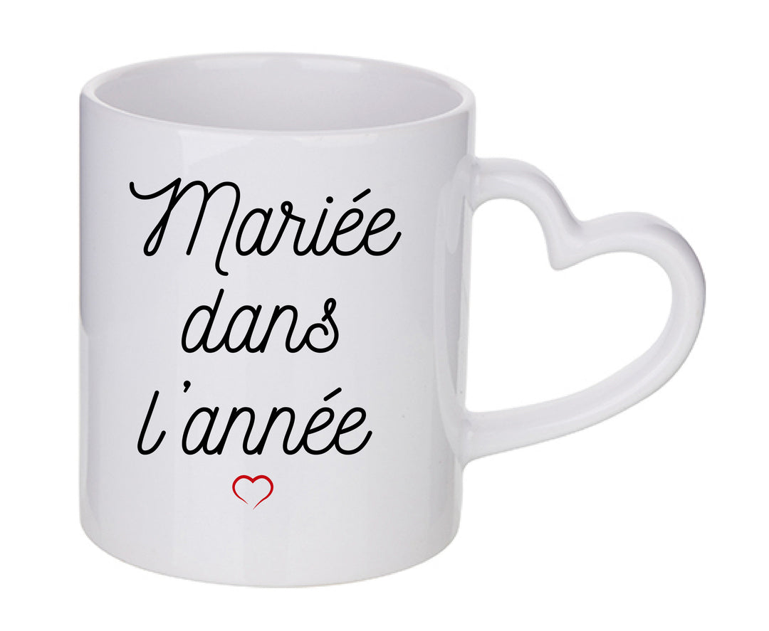 Mug coeur personnalisé Mariée dans l'année