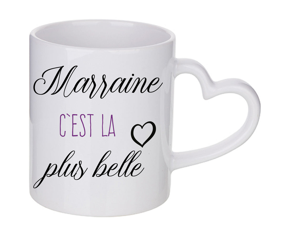 Mug coeur personnalisé Marraine c'est la plus belle