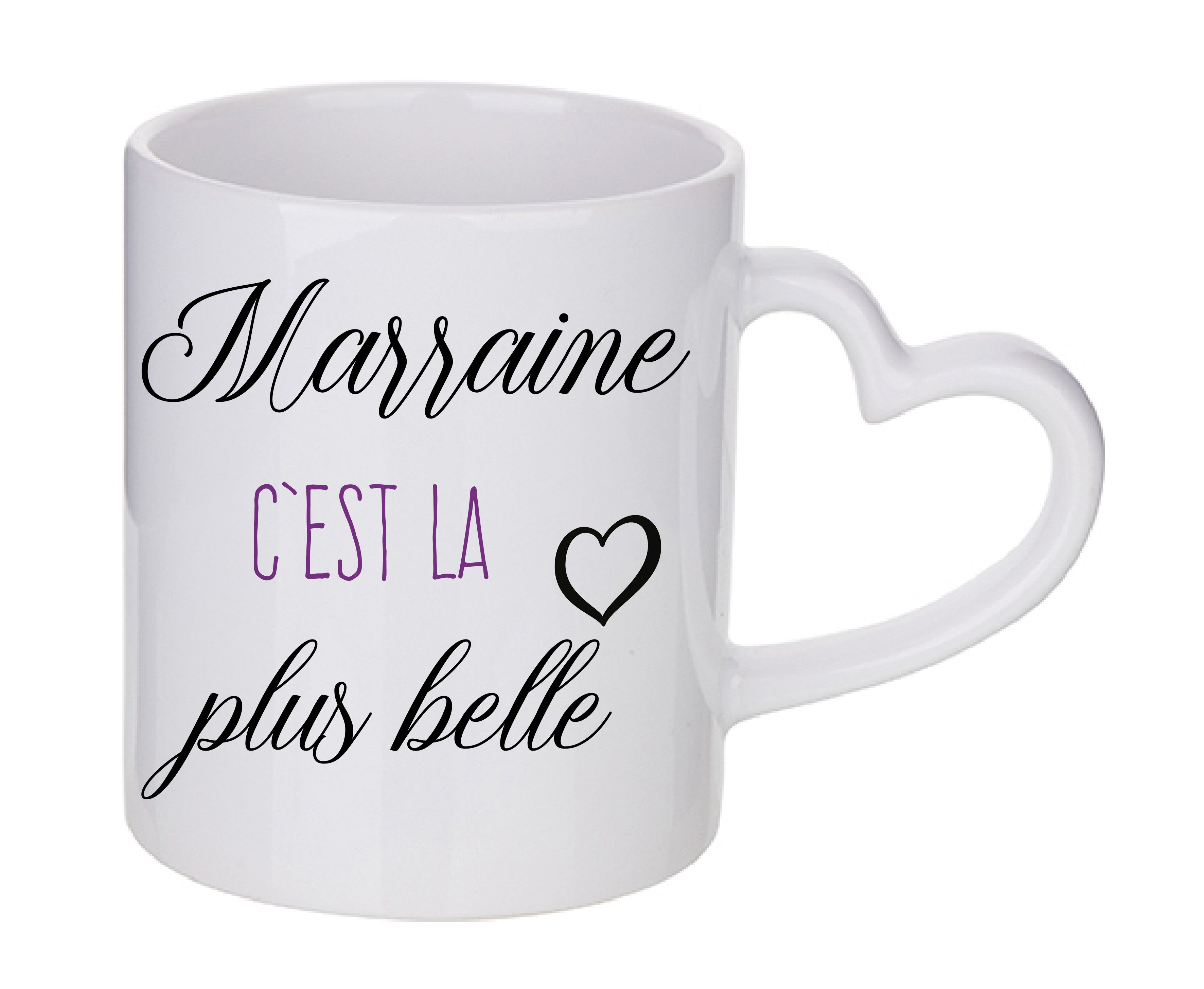 Mug coeur personnalisé Marraine c'est la plus belle