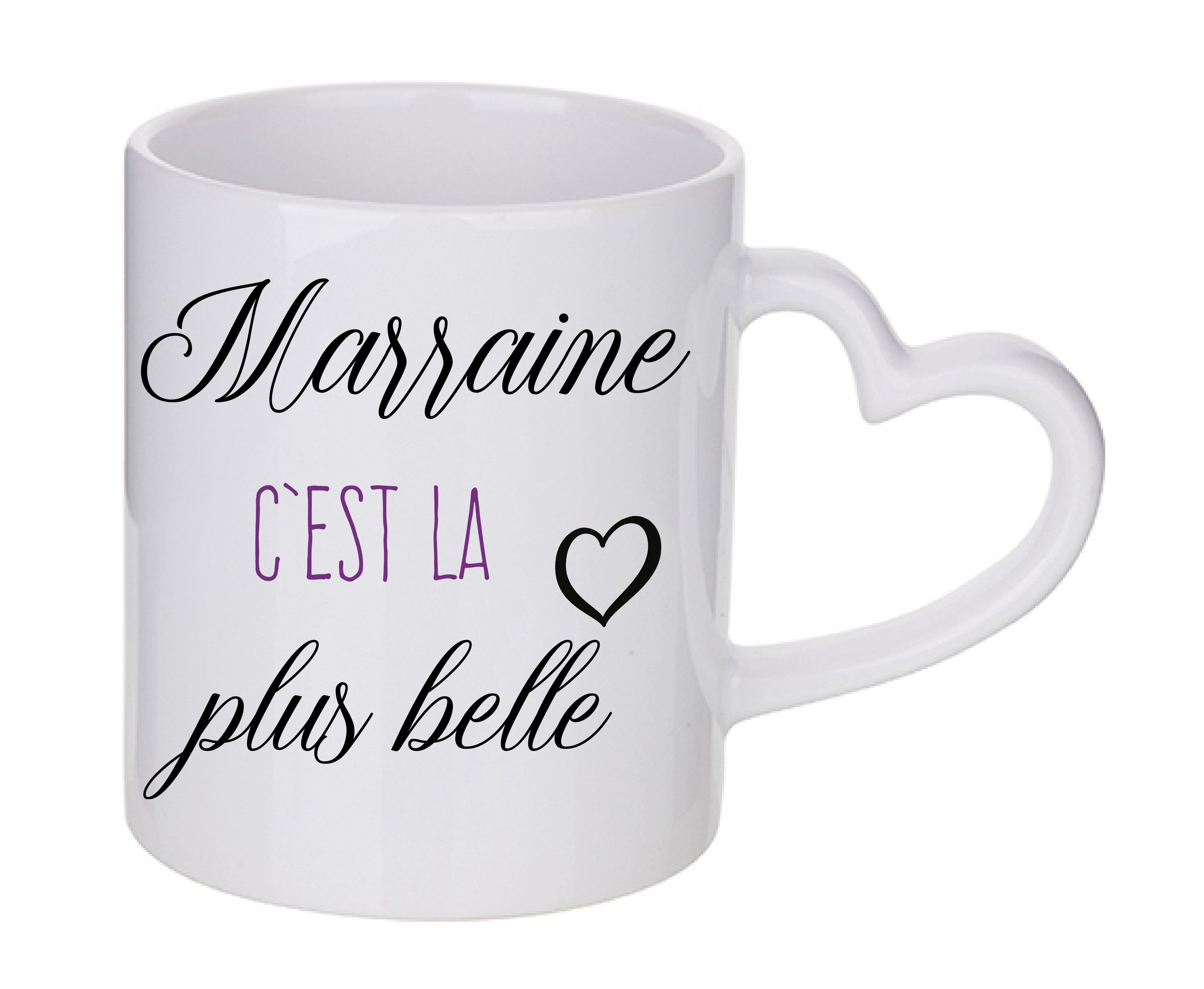 Mug coeur personnalisé Marraine c'est la plus belle V2