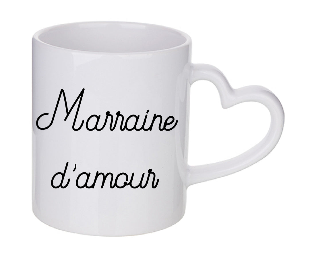 Mug coeur personnalisé Marraine d'amour