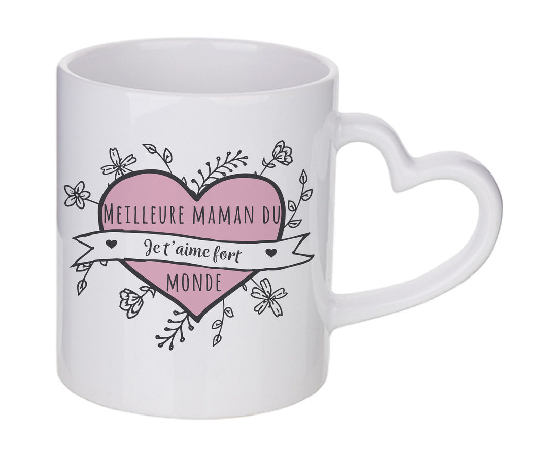 Mug coeur personnalisé Meilleure maman du monde à personnaliser