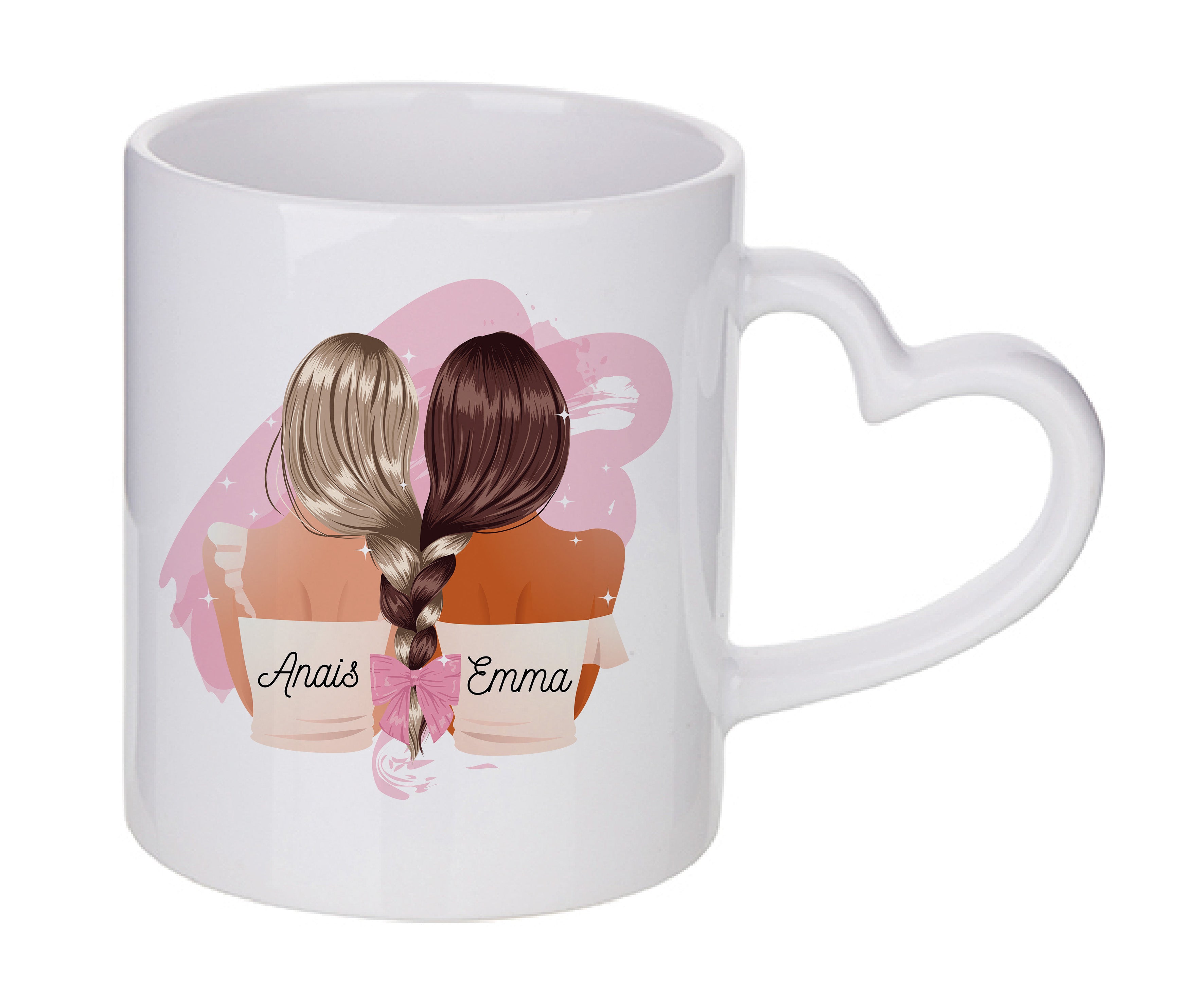 Mug coeur personnalisé Meilleures amies enlacées