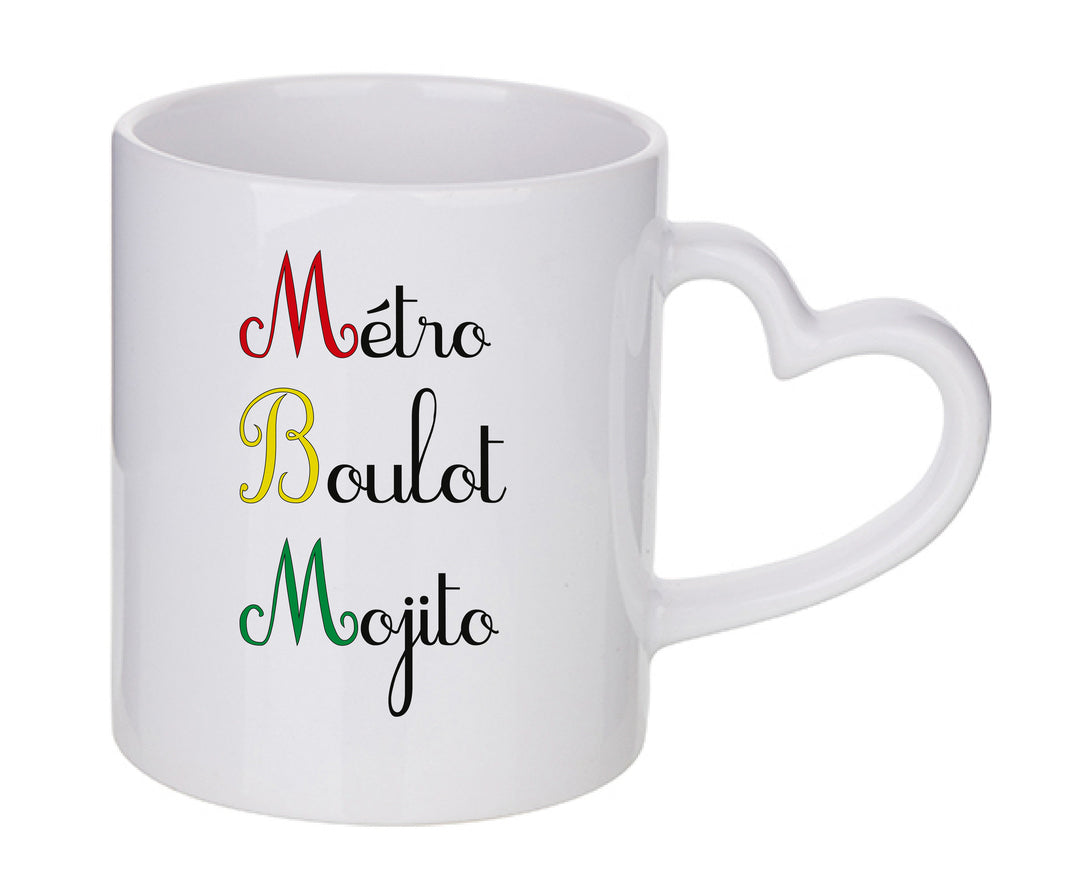 Mug coeur personnalisé Metro boulot mojito