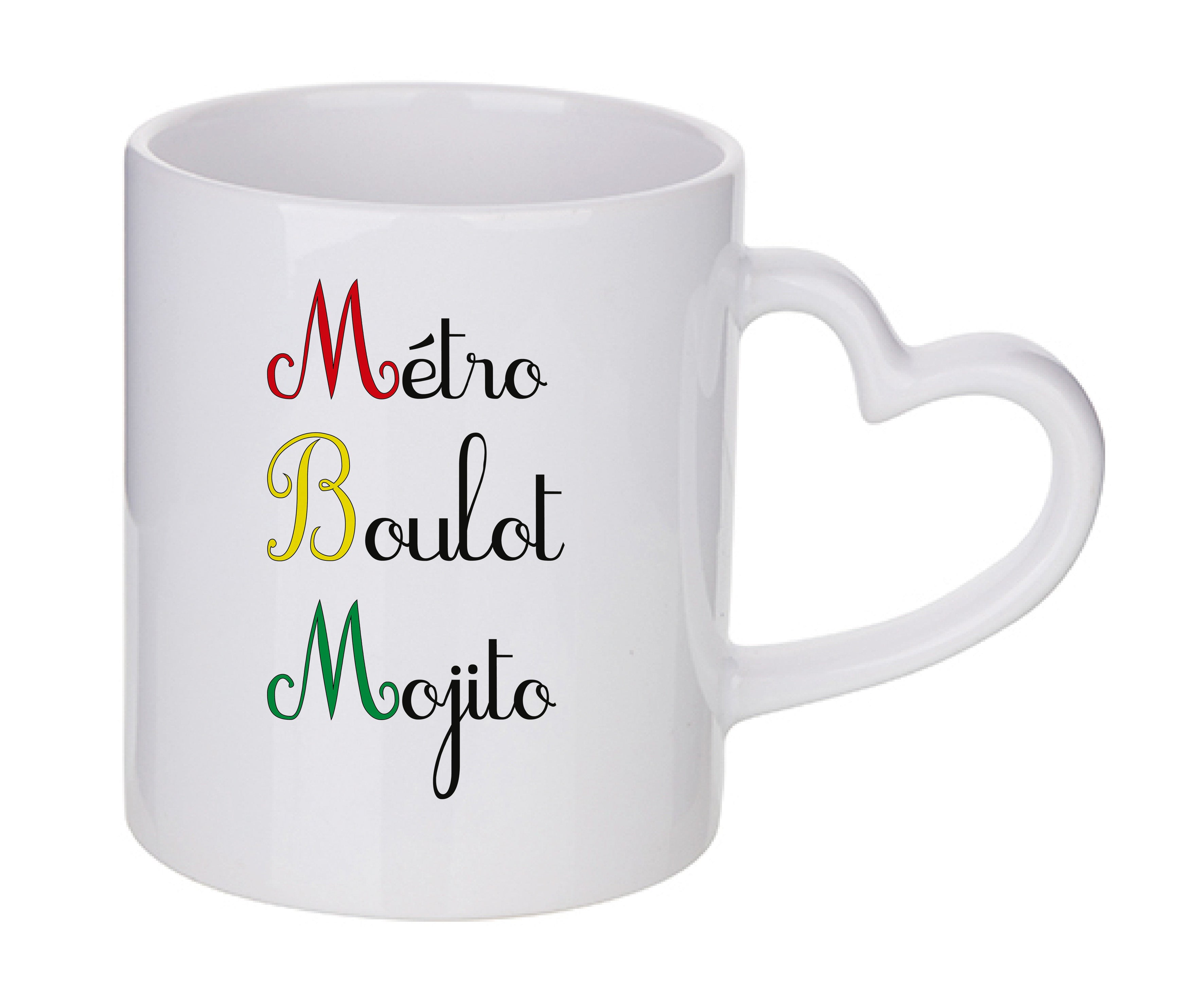 Mug coeur personnalisé Metro boulot mojito