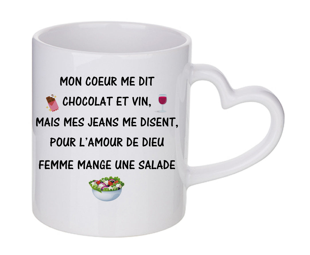 Mug coeur personnalisé Mon coeur me dit