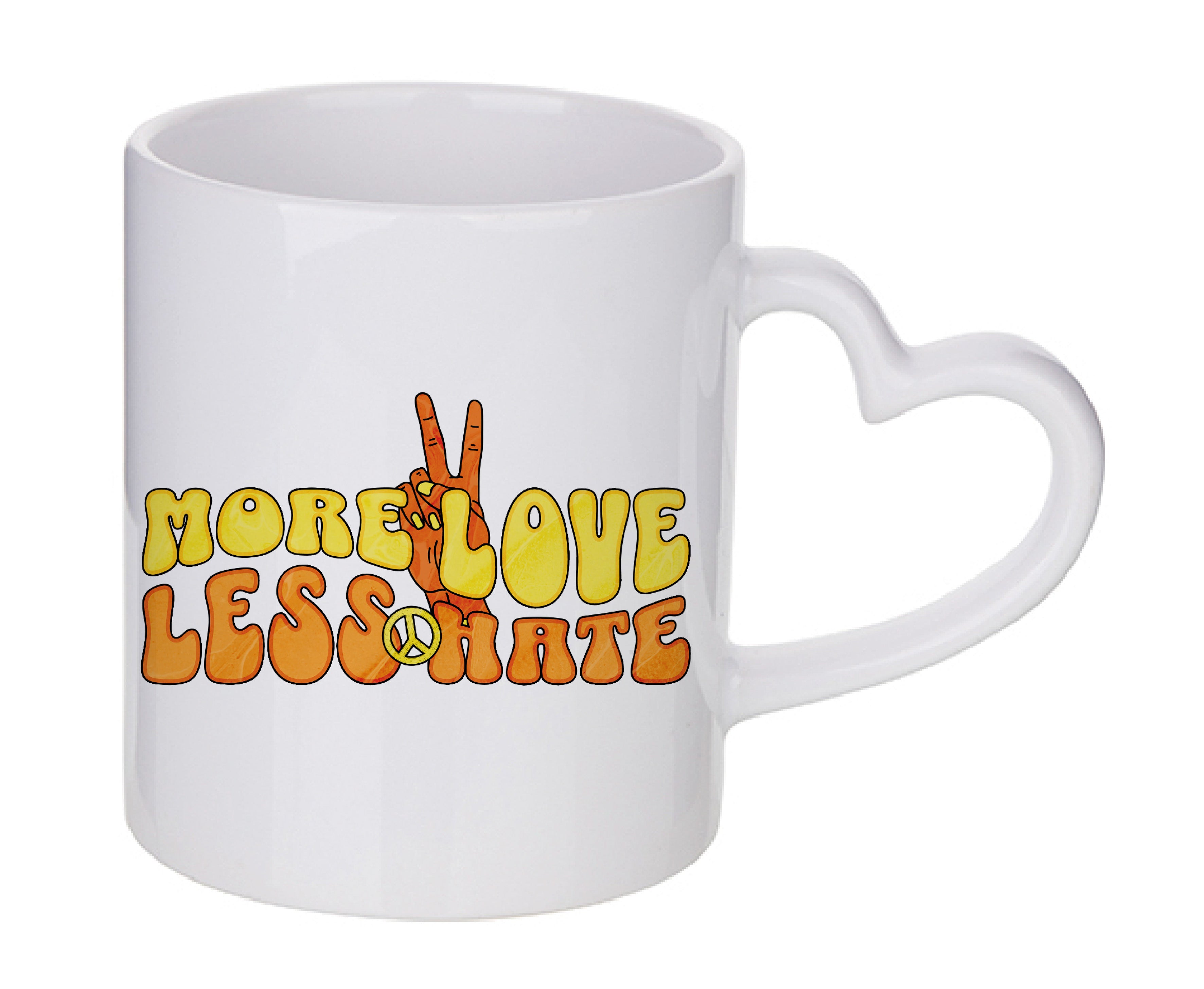 Mug coeur personnalisé More love less hate