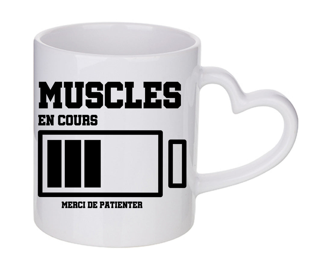 Mug coeur personnalisé Muscles en cours