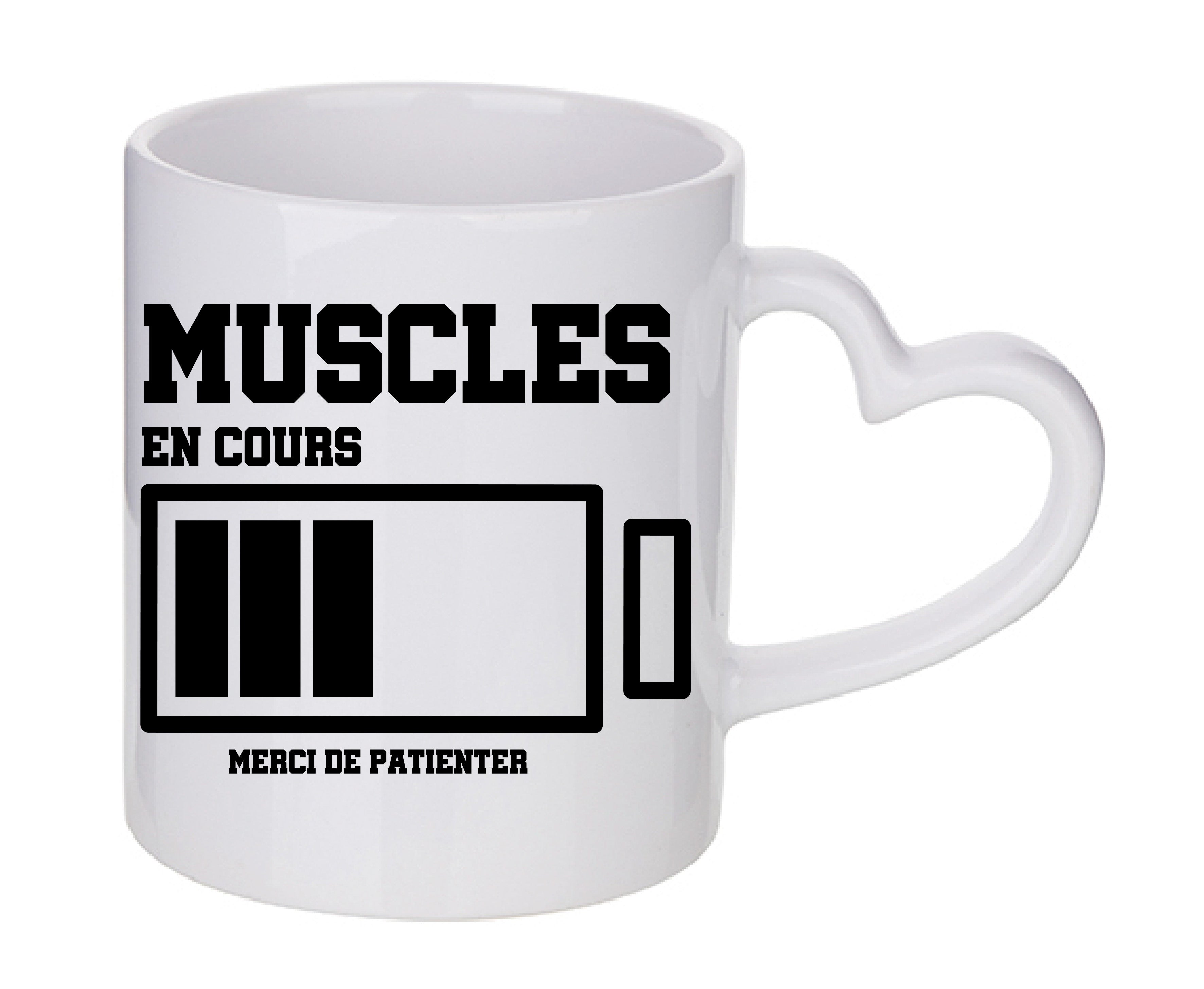Mug coeur personnalisé Muscles en cours