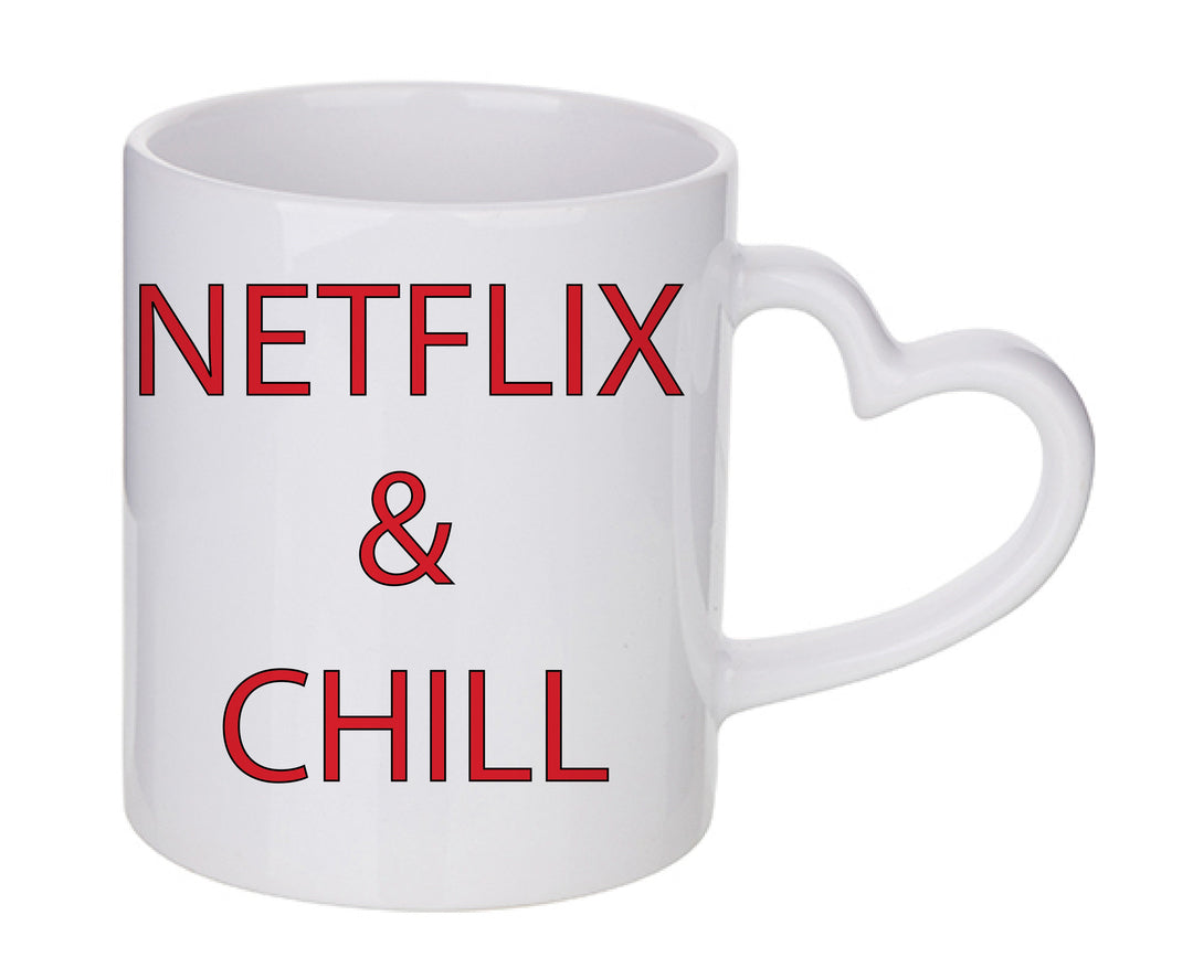 Mug coeur personnalisé Netflix and chill