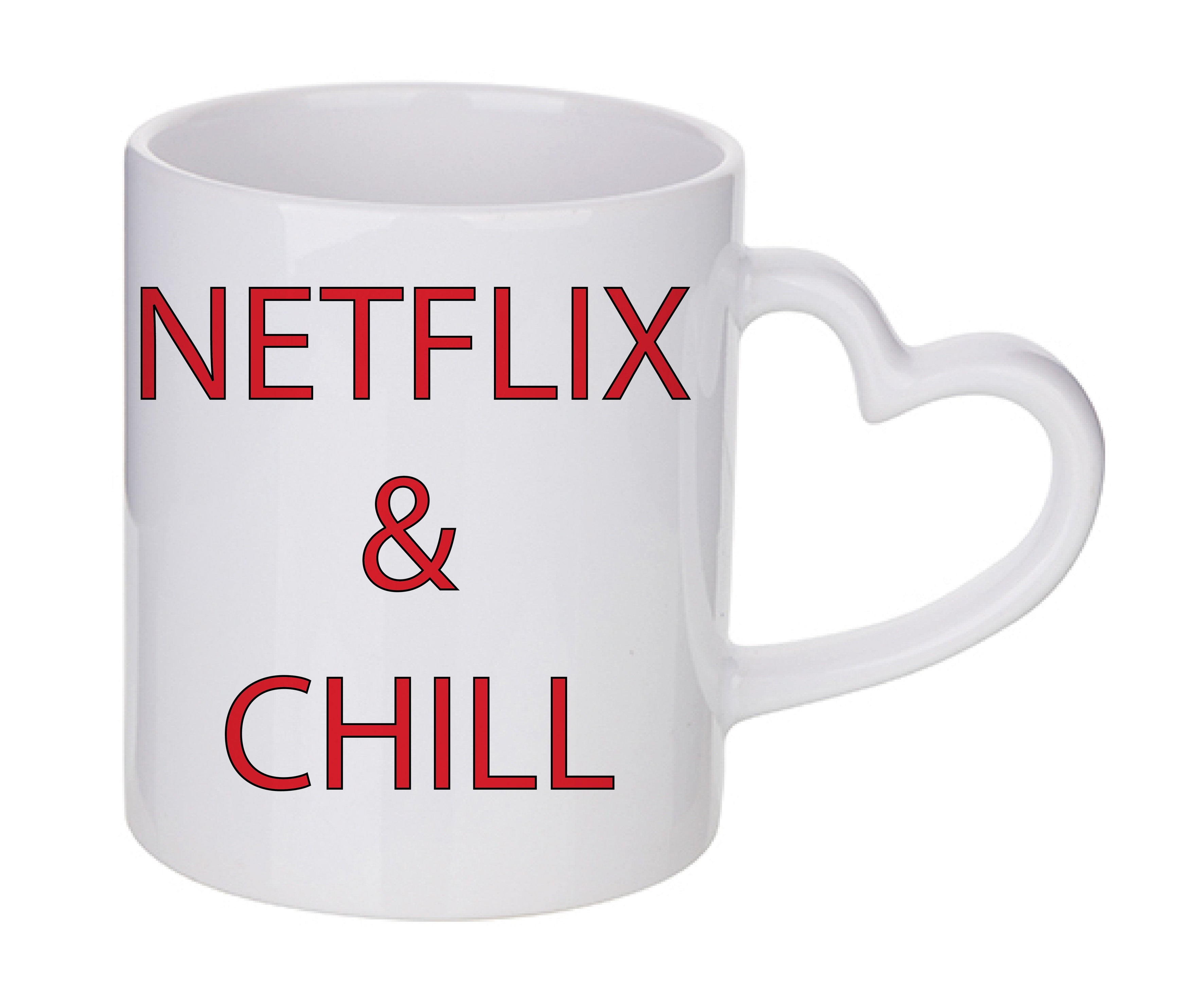 Mug coeur personnalisé Netflix and chill